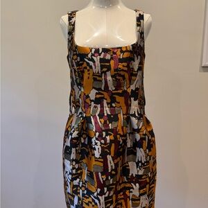 PAULE KA Multicolor Abstract Midi Dress